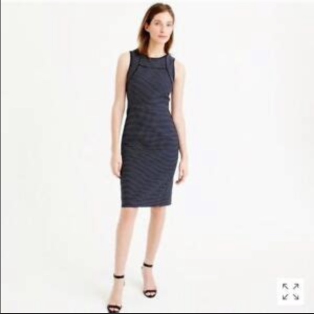 J crew navy polka dot sheath dress 4